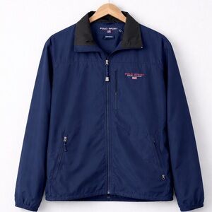 Polo Sport Ralph Lauren Jacket Men L Navy Windbreaker USA Flag Vintage